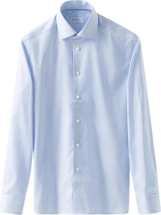 Eton Fijn Gestreept Signature Twill Zakelijk Overhemd - Heren - Zakelijke Overhemden - Blauw - 3XL - Katoen - Overhemden