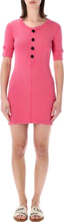 Chlo&eacute; Pink Round Neck Mini Dress