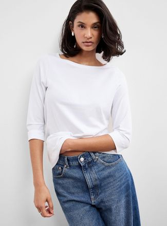 Contemporaine Womens SUPIMA cotton boat-neck T-shirt