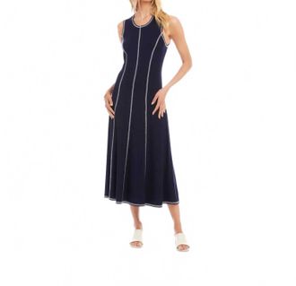 Karen Kane Sleeveless Stitch Detail Midi Dress In Navy