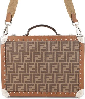 Fendi Zucca Brown Pvc Leather Boston Bag (Pre-Owned)