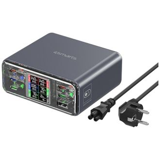 OEM Cargador De Escritorio 4smarts Lucid Gan Diy, Estaci&oacute;n De Carga De 360 w, 5 Puertos Usb-c, 1 Puerto Usb-a, Color Gris