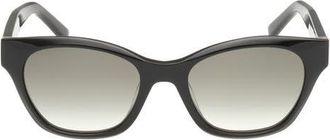 Abercrombie & Fitch 50mm Cat Eye Sunglasses in Shiny Black /Green Beige at Nordstrom