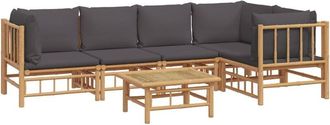 vidaXL Set De Muebles De Jard&iacute;n 6 Piezas Bamb&uacute; Con Cojines Gris Oscuro Vidaxl