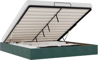 vidaXL Estructura De Cama Otomana Sin Colch&oacute;n Verde Oscuro 200x200 Cm Vidaxl