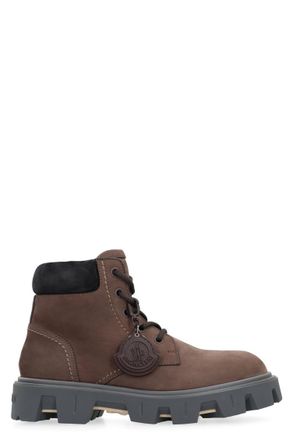 Moncler Brown Solid Lace Up Boots