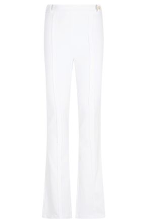 Elisabetta Franchi Ivory Logo Charm Flared Polyester Formal Pants