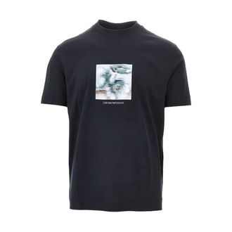 Emporio Armani T-Shirts, male, Blue, Size: 2XL Slim Fit Graphic T-Shirt