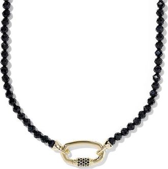 Kendra Scott Emery Beaded Strand Womens Necklace Womens Necklace Gold Black Agate, Brass/Gold-Plated