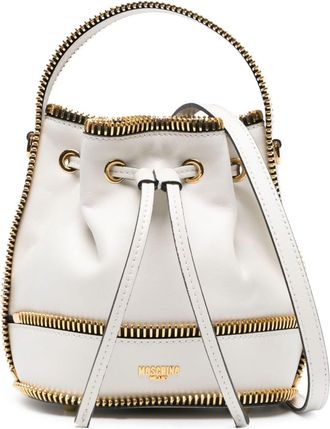 Moschino exposed-zip detail leather bucket bag - women - Calf Leather - OS - Neutrals