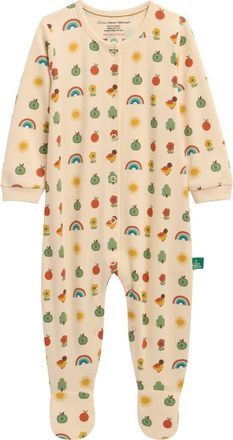 Little Green Radicals Rainbows Organic Cotton Footie in Yellow Multi at Nordstrom, Size Newborn