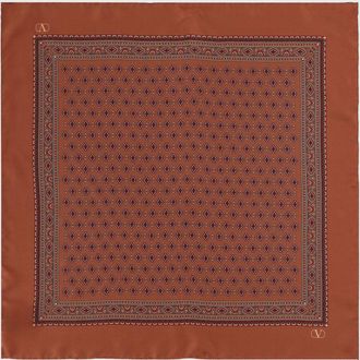 Valentino Garavani Foulard quadrato in seta con stampa etnica e VLogo