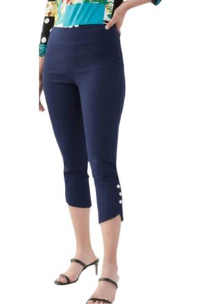 Joseph Ribkoff Button Detail Capris In Midnight Blue