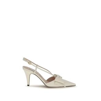 Valentino Garavani Pumps, female, Beige, Size: 10 US Bowow Slingback Leather Pump