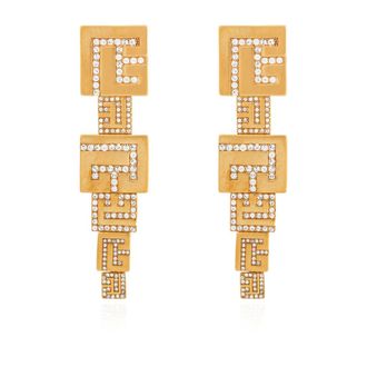 Balmain Earrings, female, Yellow, Size: ONE SIZE Earrings with sparkling crystals