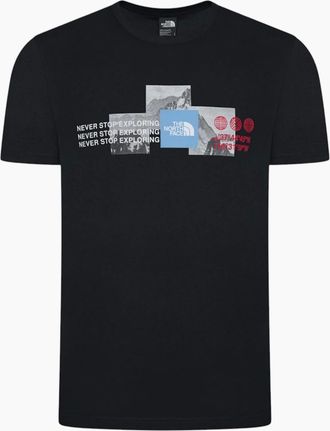 The North Face Mens The North Face Mens T Shirts Mountain Front Short Sleeve Graphic Print Cotton Tee - Black - Size: 40