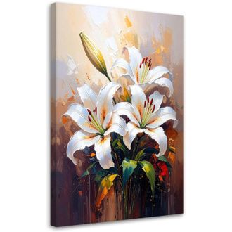 Artgeist Artgeist - Quadro su tela, Gigli bianchi Fiori come dipinti - 40x60