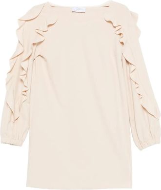 So Allure ruffled mini dress - women - Elastane/Polyester - 42 - Neutrals