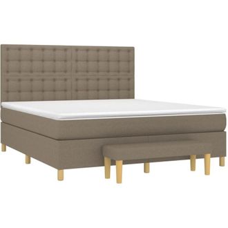 vidaXL Vidaxl - Cama Box Spring Con Colch&oacute;n Tela Gris Taupe 160x200 Cm