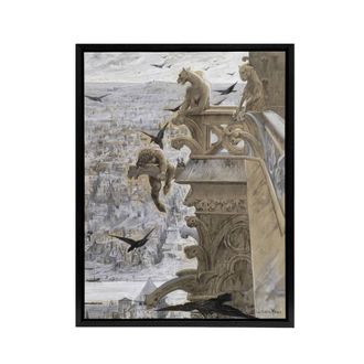 Artery8 Luc Olivier Merson Notre Dame Paris France Framed Canvas Art Print in Grey | Size: W24 x H32