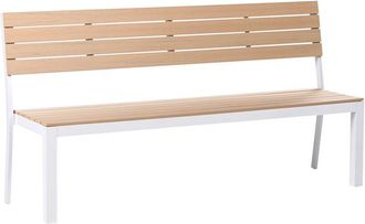 Beliani Garden Bench Beige Plastic Wood Aluminium Frame Polywood 3 Seater Rust UV Resistant Modern COMO