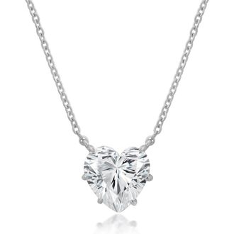 Crislu Adore Cubic Zirconia Heart Pendant Necklace in Pure Platinum/Clear Stone at Nordstrom, Size 16