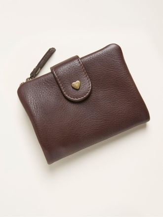 Fat Face FatFace Chocolate Brown Heart Detail Leather Purse