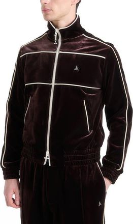 Mani&egrave;re De Voir Eiffel Velour Track Jacket in Brown at Nordstrom, Size Medium