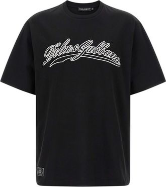Dolce & Gabbana Black Logo Embroidery T-Shirt