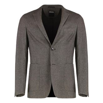 Ermenegildo Zegna Jassen, Heren, Grijs, M, Wol, Enkelrijige jas in wolmix