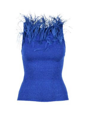 Alberta Ferretti Mohair Sleeveless Knit Top - Blue
