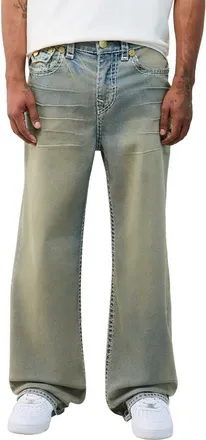 True Religion Vinny Super T Relaxed Fit Flap Pocket Jeans in Hoops Vintage Medium Wash at Nordstrom, Size 31