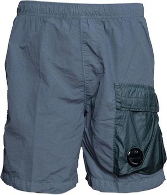 C.P. Company Outdoor Shorts, male, Blue, Size: S Flatt Nylon Swim Shorts