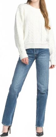 Papillon Cable Knit Long Sleeve Sweater In White
