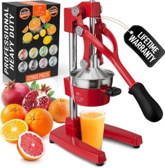 Zulay Kitchen Cast Iron Citrus Juicer Manual Orange Press with Detachable Strainer