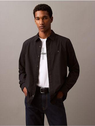 Calvin Klein Mens Solid Oxford Classic Button-Down Shirt - Black - XL