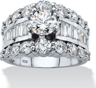 Palm Beach Jewelry 6.40 TCW CZ.925 Silver Engagement Ring