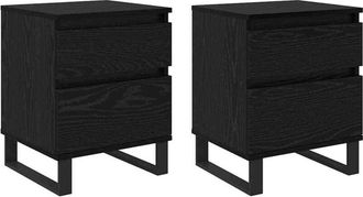 vidaXL Armario De Noche Con Caj&oacute;n 2 Pcs Roble Negro 40 X 35 X 50 Cm Vidaxl