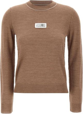 Maison Margiela Trui met ronde hals - Dames - Ronde hals truien - Bruin - M - Wol - Truien & Vesten