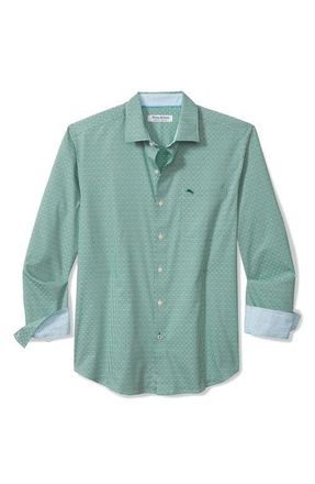 Tommy Bahama Sarasota Stretch Ventura IslandZone Stripe Button-Up Shirt in Aruba at Nordstrom, Size Large
