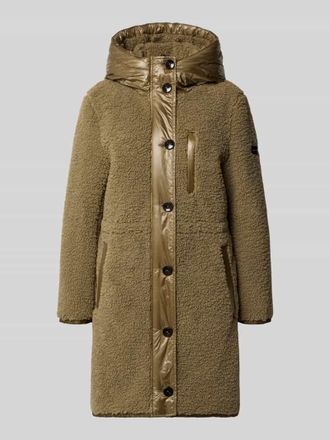 Frieda & Freddies Teddy-Mantel mit Kapuze und Eingrifftaschen Modell HAZEL in Khaki, Gr&ouml;&szlig;e 36