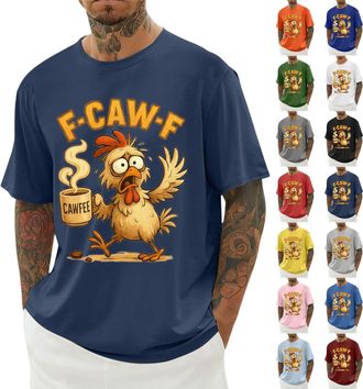 Generic F-CAW-F Tshirts Mens Funny Scream Chicken Humor T-Shirt Mens Short Sleeve Crew Neck Christmas Summer Tops Casual Loose F-CAW-F Shirt Plus Size(A102200