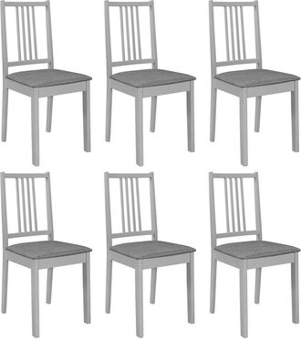 vidaXL Vidaxl - Sillas De Comedor Con Cojines Madera Maciza Gris 6 Unidades