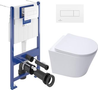 Villeroy & Boch Villeroy&boch - Pack Wc Con Bastidor + Inodoro Sat Sin Brida Y Fijaciones Invisibles + Placa Blanca (vcninfi2de)