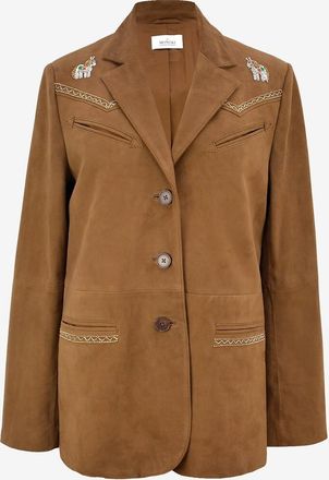 Monoki Bestickte leichte Wildlederjacke mit Kragen Malone