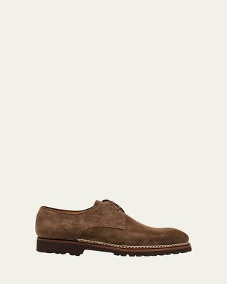 Bontoni Mens Carnera Suede Derby Shoes