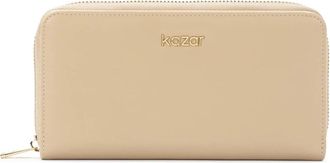 Kazar Beige minimalistisch leren portemonnee - Dames - Portefeuilles - Beige - ONE Size - Leer - Accessoires