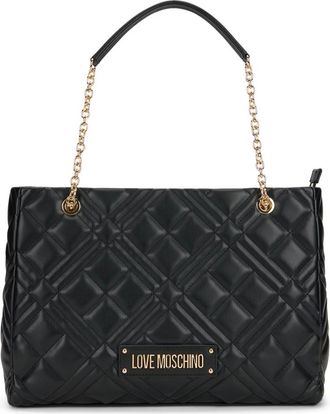 Love Moschino Shopper con Manico Trapuntato e Logo - - Bags - Donna - Nero - ONE SIZE