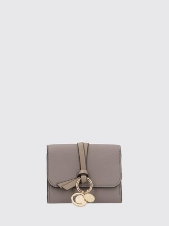 Chlo&eacute; Portafoglio trifold in pelle di vitello nero con charm logato