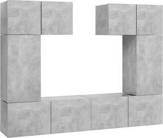 vidaXL 6 Piece TV Cabinet Set Concrete Grey Engineered Wood vidaXL
